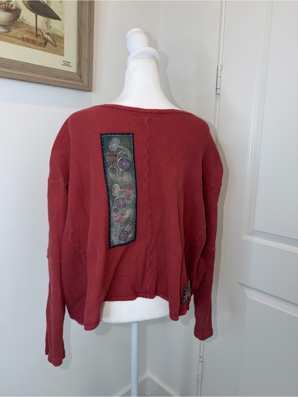 Blue Fish Rust Red Waffle-Knit Scoop Neck Top - Picture 2 of 12